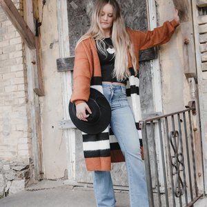 Rust Striped Cardi